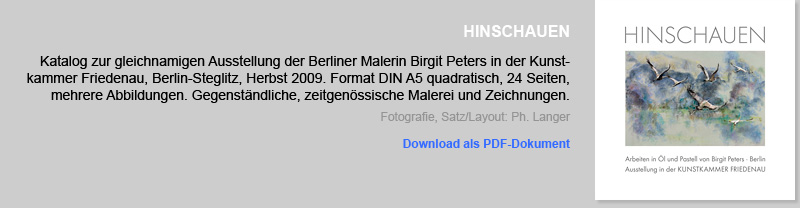 Kunstkatalog von Birgit Peters zur Ausstellung HINSCHAUEN, Berlin 2009